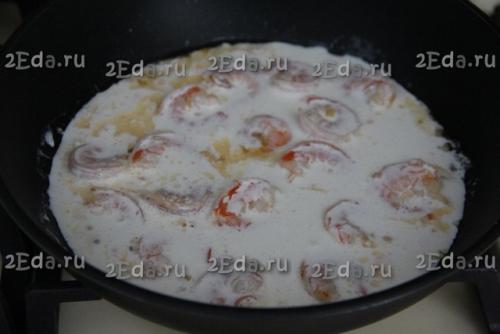 Спагетти с креветками в сливочно - чесночном соусе. 02