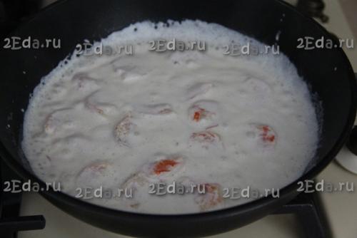 Спагетти с креветками в сливочно - чесночном соусе. 03