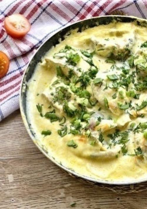 Минтай, тушеный в сметане. 06