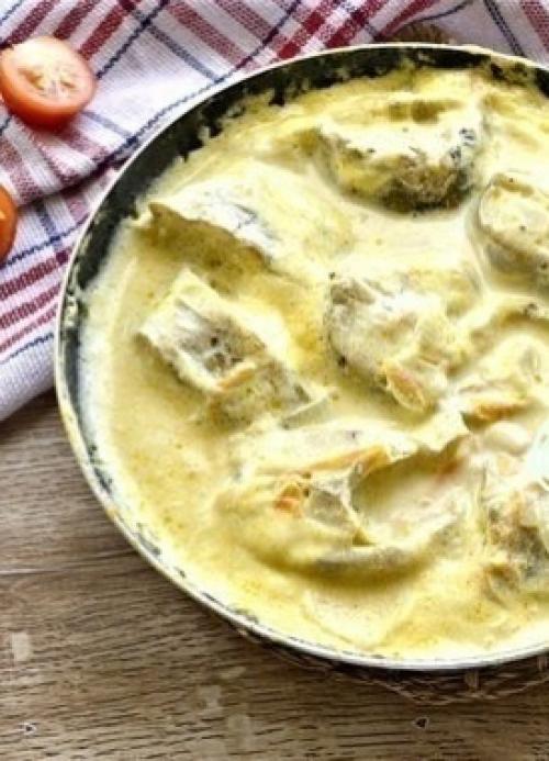 Минтай, тушеный в сметане. 05