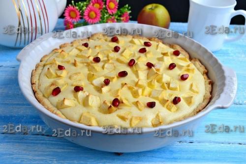 Творожный пирог с яблоками в духовке. 07