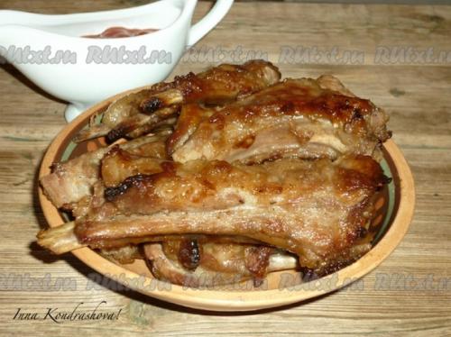 Свиные ребрышки в медово - соевом соусе. 08