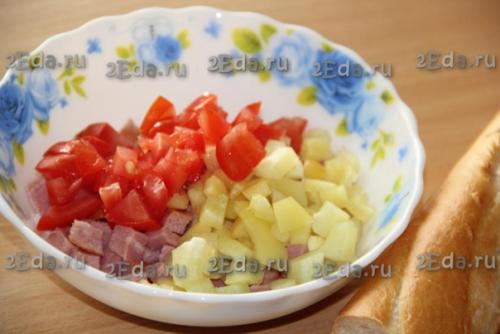 Багет с колбасой и сыром в духовке. 02 Багет с колбасой и сыром в духовке. 02