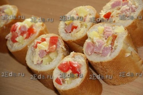 Багет с колбасой и сыром в духовке. 06 Багет с колбасой и сыром в духовке. 06