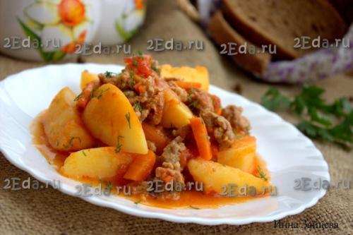 Картошка, тушёная с фаршем на сковороде. 07 Картошка, тушёная с фаршем на сковороде. 07