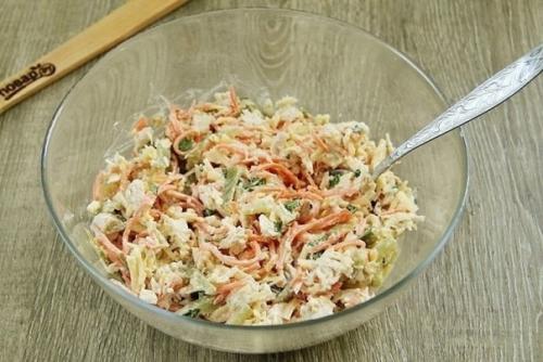 Салат Лисичка с корейской морковкой. 03