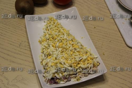 Салат Ёлочка с киви и курицей. 02