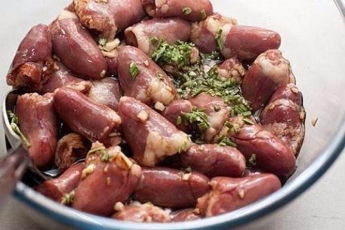 Шашлычки из куриных сердечек в духовке. 02