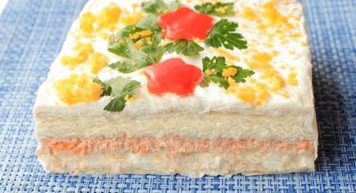 Лучший закусочный торт из крекеров и рыбных консервов. 07