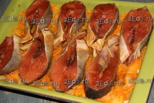 Горбуша с рисом и овощами в духовке. 04