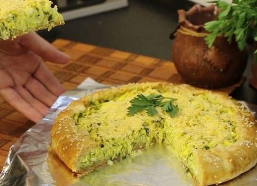 Пирог с капустой, яйцами, зеленью и сыром. 07