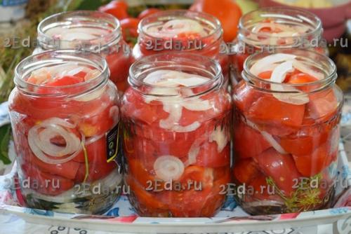 Рецепт помидоров дольками с луком на зиму. 05 Рецепт помидоров дольками с луком на зиму. 05