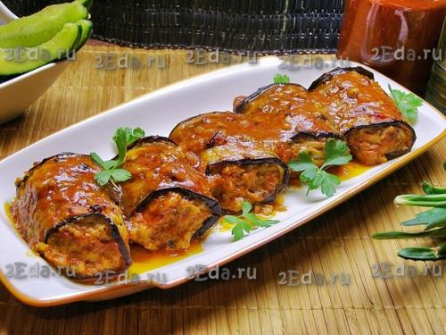 Рулетики из баклажанов с фаршем в духовке. 06 Рулетики из баклажанов с фаршем в духовке. 06