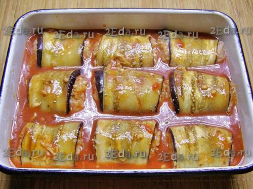 Рулетики из баклажанов с фаршем в духовке. 05 Рулетики из баклажанов с фаршем в духовке. 05
