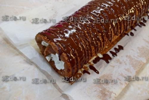 Шоколадный рулет с творожным кремом. 04 Шоколадный рулет с творожным кремом. 04