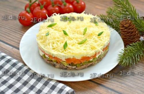 Салат с куриной печенью и сыром. 08