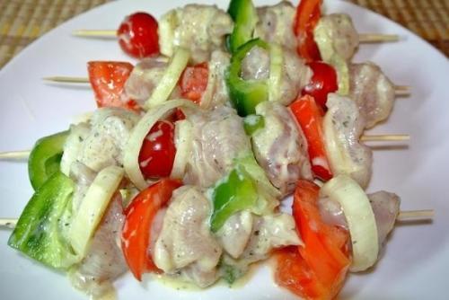 Куриные шашлычки с овощами в духовке. 04 Куриные шашлычки с овощами в духовке. 04