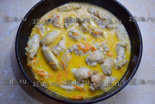 Куриные крылышки, тушёные на сковороде. 04 Куриные крылышки, тушёные на сковороде. 04