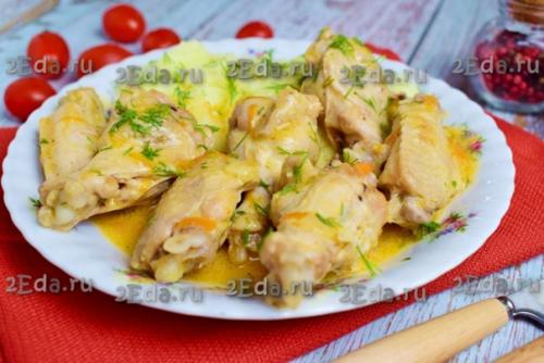 Куриные крылышки, тушёные на сковороде. 06 Куриные крылышки, тушёные на сковороде. 06