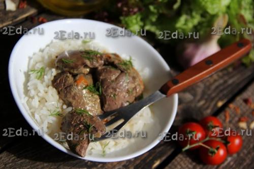 Куриная печень в сметанном соусе на сковороде. 06 Куриная печень в сметанном соусе на сковороде. 06