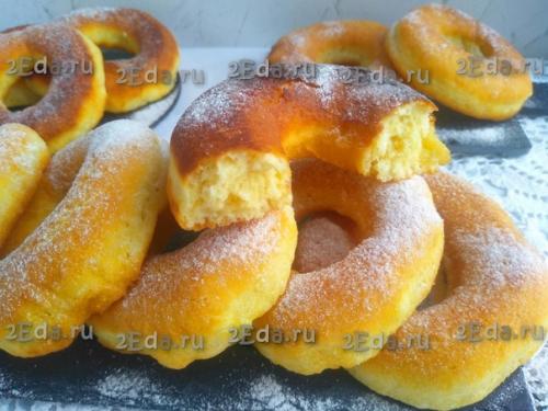 Пончики на кефире без дрожжей на сковороде. 07