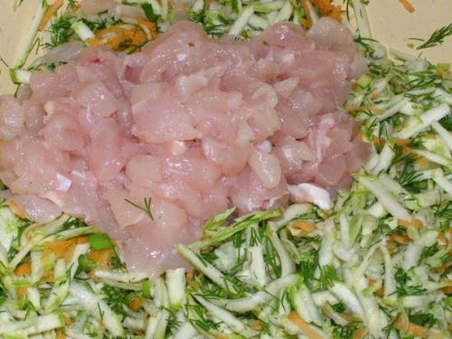 Кексы из кабачков и куриного Филе. 02