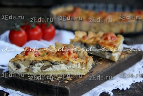 Песочный пирог с грибами и курицей. 08 Песочный пирог с грибами и курицей. 08