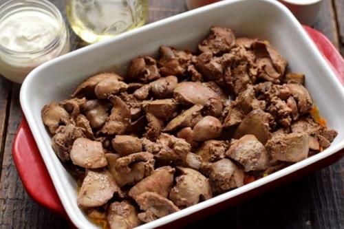 Запеканка из куриной печени с шампиньонами. 03 Запеканка из куриной печени с шампиньонами. 03