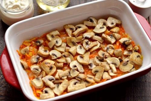 Запеканка из куриной печени с шампиньонами. 02 Запеканка из куриной печени с шампиньонами. 02