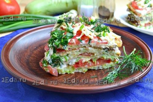 Кабачковый торт с помидорами и сыром. 08 Кабачковый торт с помидорами и сыром. 08