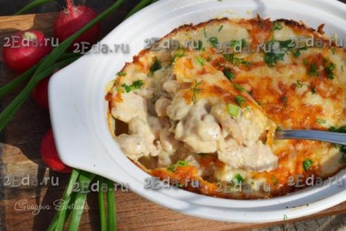 Жульен с курицей и шампиньонами в духовке. 06 Жульен с курицей и шампиньонами в духовке. 06