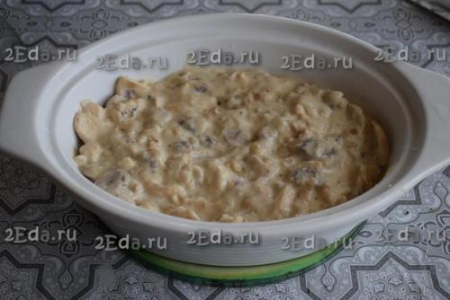 Жульен с курицей и шампиньонами в духовке. 04