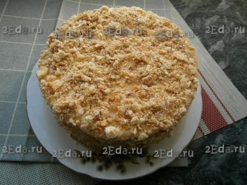 Торт Наполеон из готового слоёного теста с заварным кремом. 06