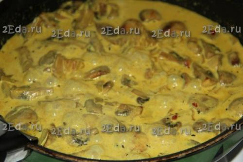 Шампиньоны, тушеные в сливках. 04 Шампиньоны, тушеные в сливках. 04