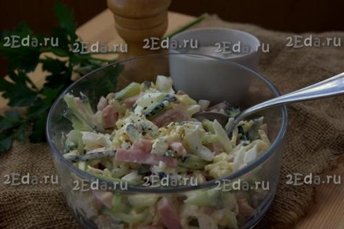 Салат Нежность с ветчиной и огурцом. 06 Салат Нежность с ветчиной и огурцом. 06