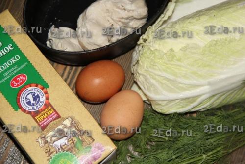 Салат с яичными блинчиками и курицей. 01