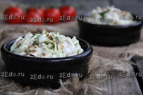 Салат с яичными блинчиками и курицей. 07