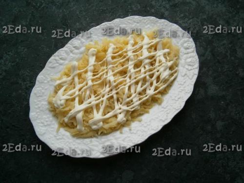 Слоеный салат с печенью трески. 01 Слоеный салат с печенью трески. 01