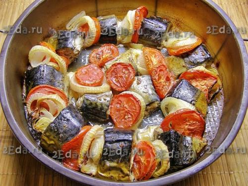 Скумбрия с помидорами и луком в духовке. 03 Скумбрия с помидорами и луком в духовке. 03