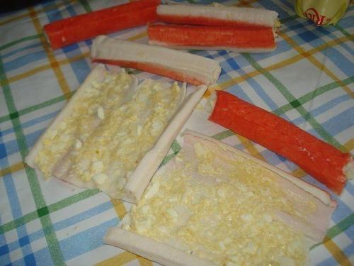 Хризантема из крабовых палочек. 02 Хризантема из крабовых палочек. 02