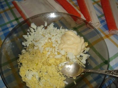 Хризантема из крабовых палочек. 01 Хризантема из крабовых палочек. 01