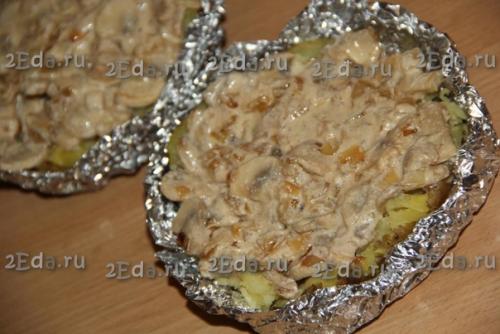 Жульен в картошке с грибами и сыром. 05 Жульен в картошке с грибами и сыром. 05
