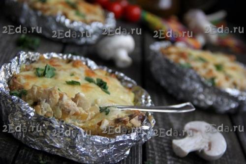 Жульен в картошке с грибами и сыром. 08 Жульен в картошке с грибами и сыром. 08