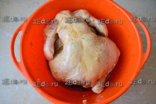 Курица в соевом соусе и мёде в духовке целиком. 02