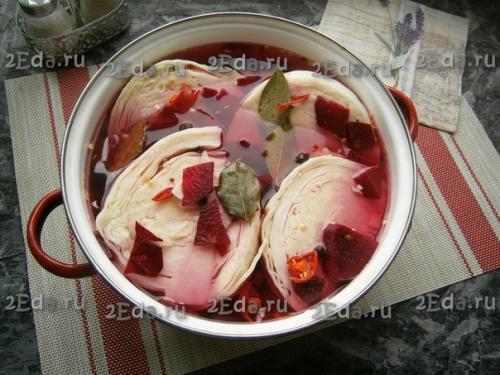 Капуста, маринованная со свеклой по-грузински. 06