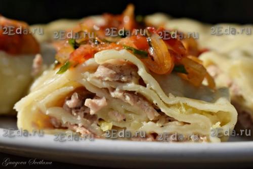 Ханум в мультиварке.  Ханум - это сочное, сытное, ароматное блюдо, которое готовится на пару и подаётся со сметаной или овощной подливой. 09