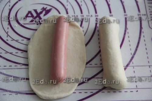 Сосиски в дрожжевом тесте на сковороде. 03 Сосиски в дрожжевом тесте на сковороде. 03