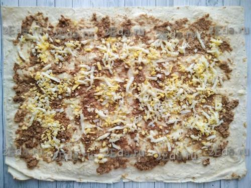 Рулет из лаваша с консервированным тунцом. 03 Рулет из лаваша с консервированным тунцом. 03