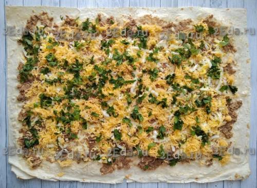 Рулет из лаваша с консервированным тунцом. 04 Рулет из лаваша с консервированным тунцом. 04