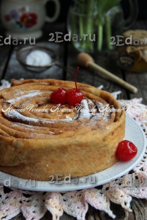 Блинный пирог с творогом. 07